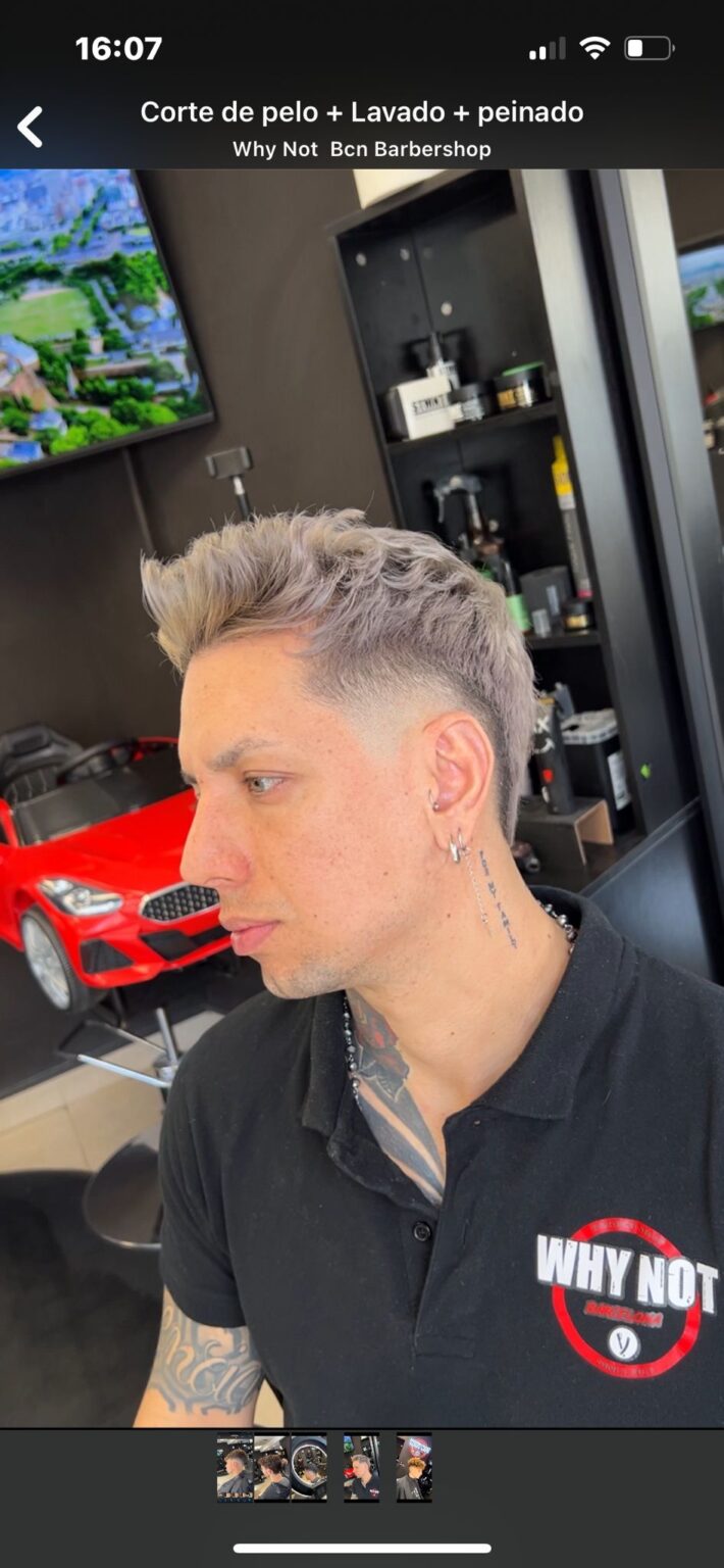 Barbería en Barcelona - Why Not. ¿Quieres renovar tu estilo con algo poco visto? Somos expertos en tinturas Platinadas, grises o colores fantasía. Nuestros coloristas aplican productos Schwarzkopf para lograr colores como rosa, azul, verde, rojo, platinado, dorado, etc.